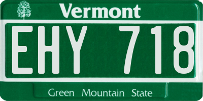 VT license plate EHY718