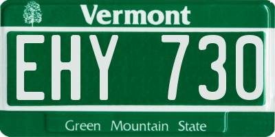 VT license plate EHY730
