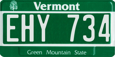 VT license plate EHY734