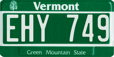 VT license plate EHY749