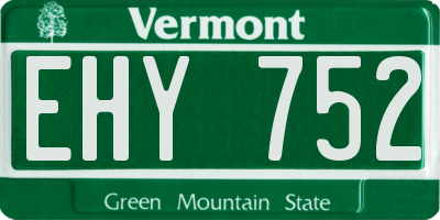 VT license plate EHY752