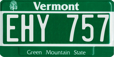 VT license plate EHY757