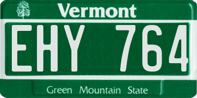 VT license plate EHY764