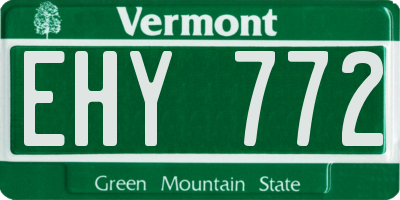 VT license plate EHY772