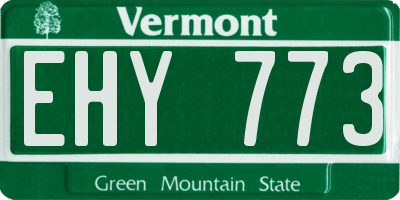 VT license plate EHY773