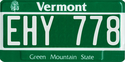 VT license plate EHY778