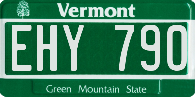 VT license plate EHY790