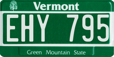 VT license plate EHY795
