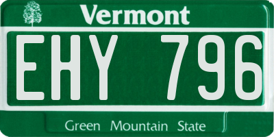 VT license plate EHY796