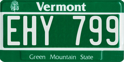 VT license plate EHY799