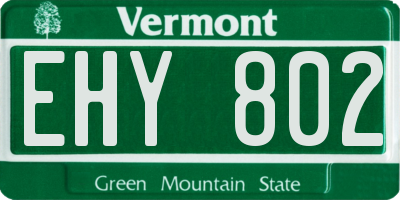 VT license plate EHY802