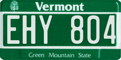 VT license plate EHY804