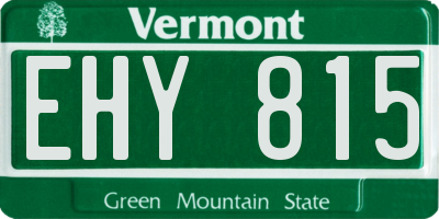 VT license plate EHY815