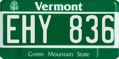 VT license plate EHY836