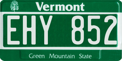 VT license plate EHY852