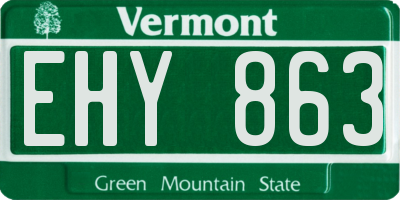 VT license plate EHY863