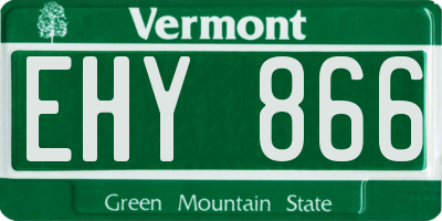 VT license plate EHY866