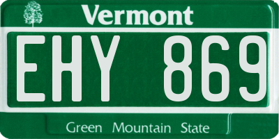 VT license plate EHY869