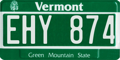 VT license plate EHY874