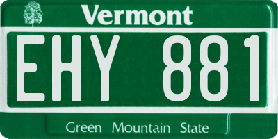 VT license plate EHY881