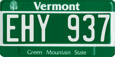 VT license plate EHY937