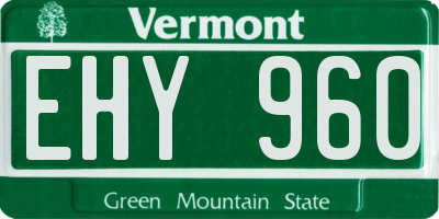 VT license plate EHY960