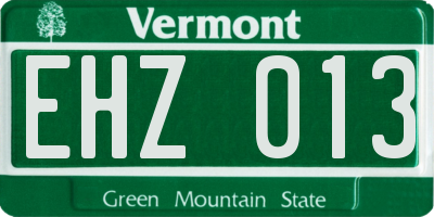 VT license plate EHZ013