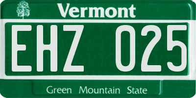 VT license plate EHZ025