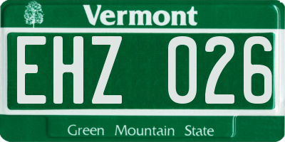VT license plate EHZ026