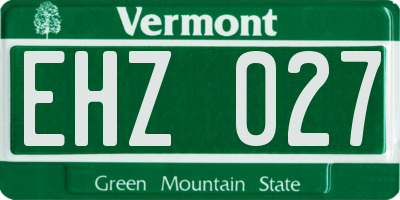 VT license plate EHZ027