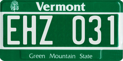 VT license plate EHZ031