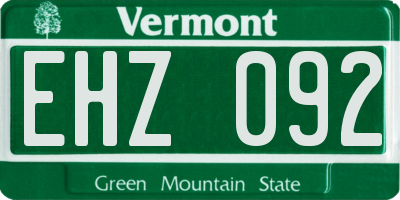 VT license plate EHZ092