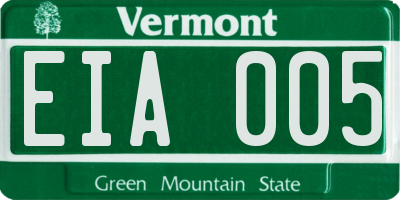VT license plate EIA005
