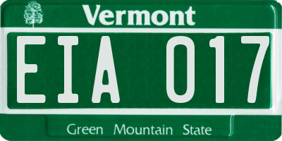 VT license plate EIA017