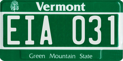VT license plate EIA031