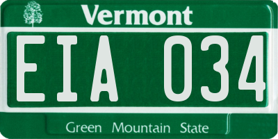VT license plate EIA034