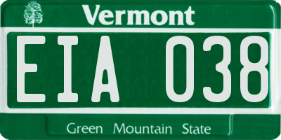 VT license plate EIA038