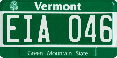 VT license plate EIA046
