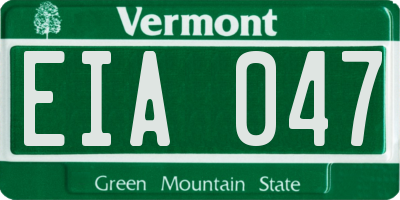 VT license plate EIA047