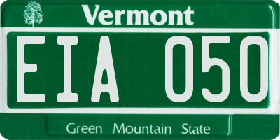 VT license plate EIA050