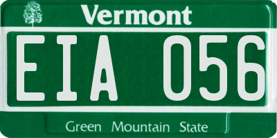 VT license plate EIA056