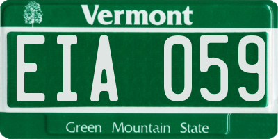 VT license plate EIA059
