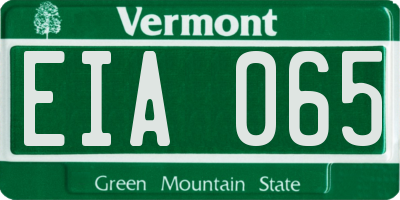 VT license plate EIA065