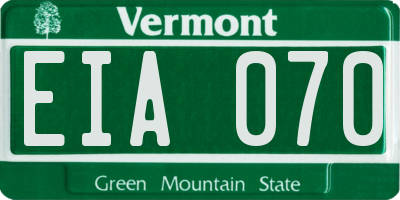 VT license plate EIA070