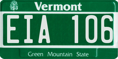 VT license plate EIA106