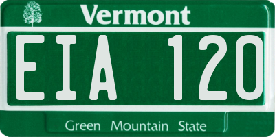 VT license plate EIA120