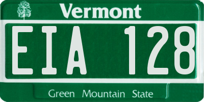 VT license plate EIA128