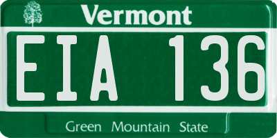 VT license plate EIA136