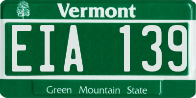 VT license plate EIA139