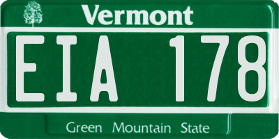 VT license plate EIA178
